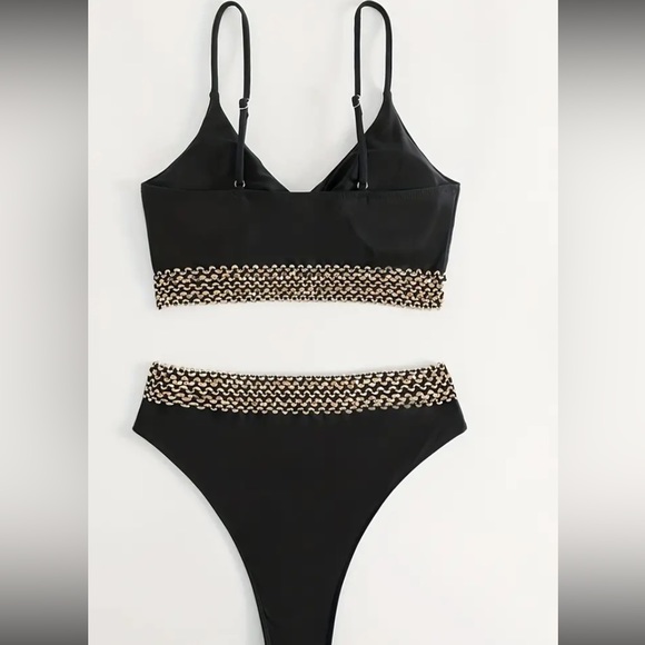 Boho gold trim bikini swimsuit - Picture 3 of 5
